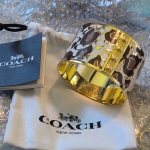 Coach Vintage Enamel Bangle Bracelet Leopard Print